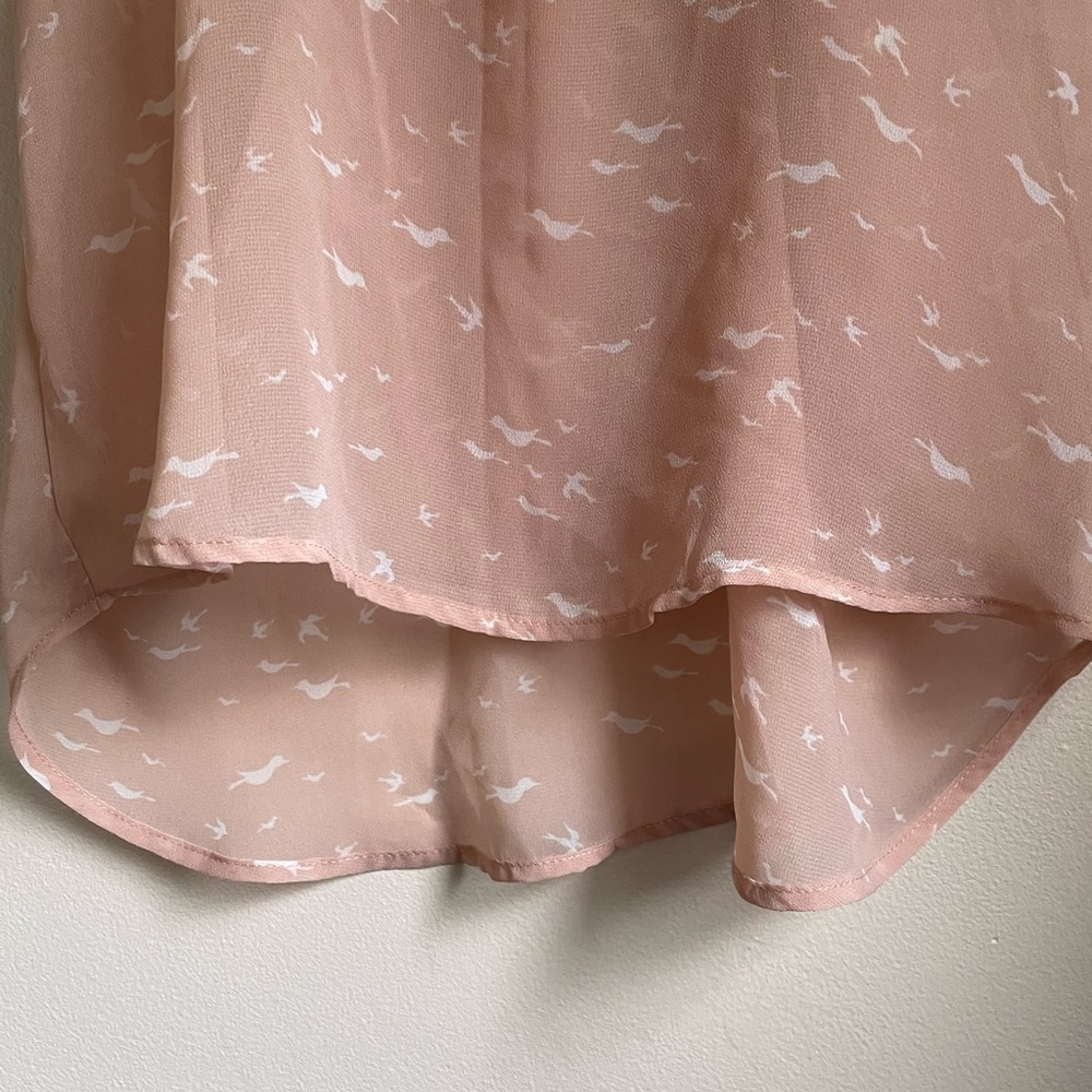 Bird Patterned Sheer Pink Racerback Tank Wallflower - Picture 7 of 7